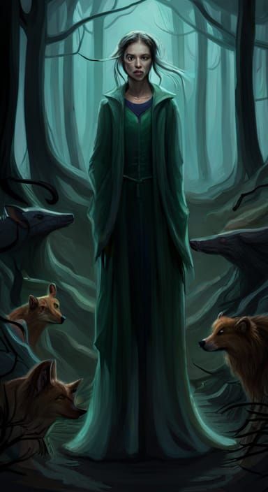 Dark Fantasy Changeling in Forest, Painterly Horror