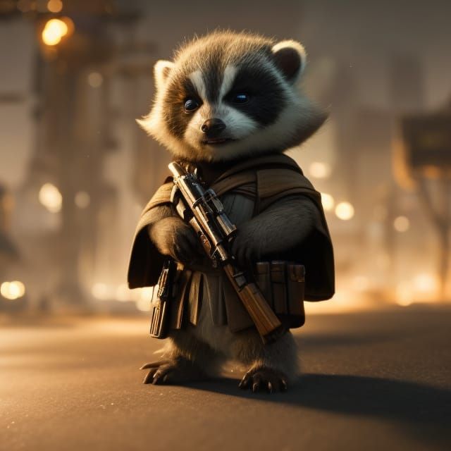 Star Wars Raccoon Cowboy in Detailed Digital Art