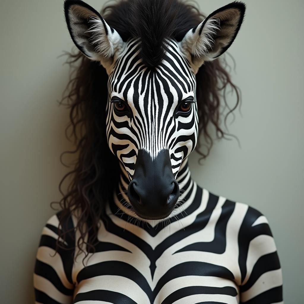 Anthropomorphic Zebra Woman Illustration