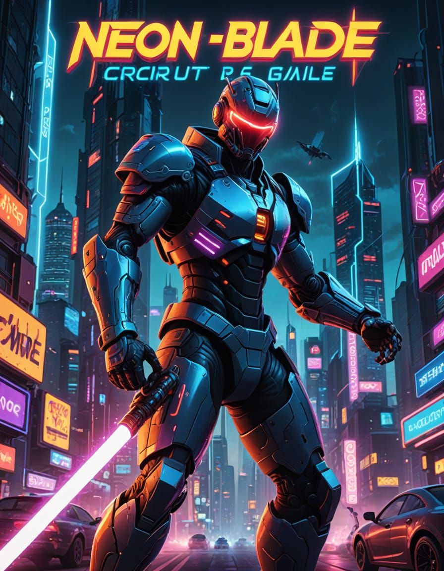 Cyberpunk Cityscape Video Game Cover Art