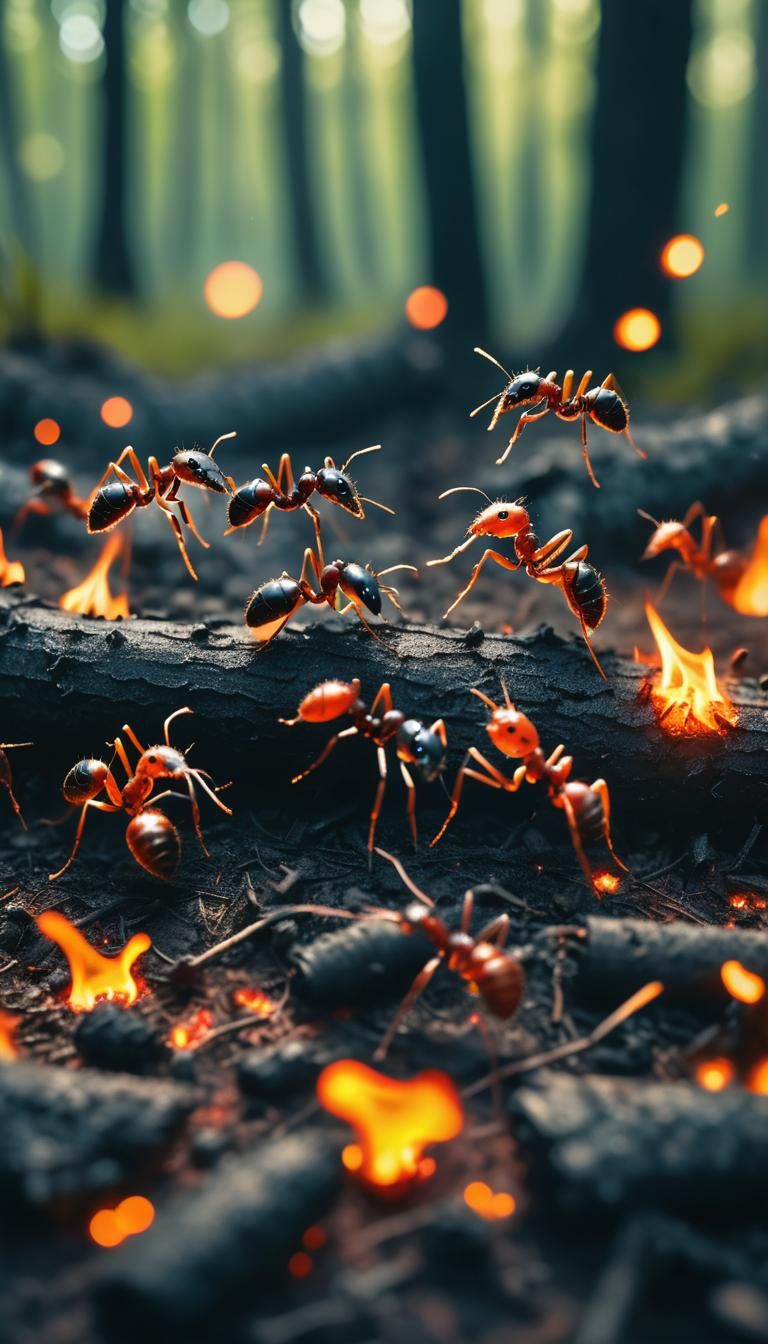 Black Ants Ablaze: A Cinematic Macro Photograph