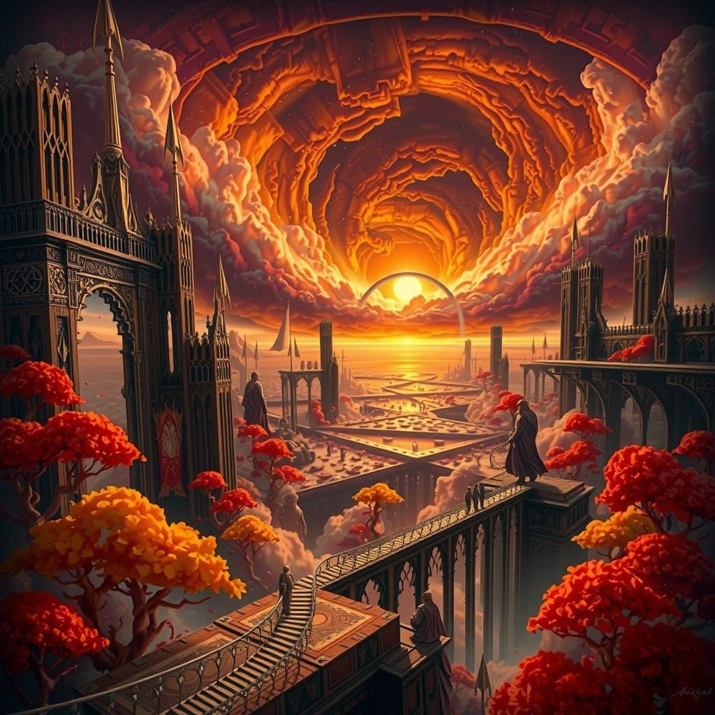 Celestial Gateway Guarded by Armored Gods