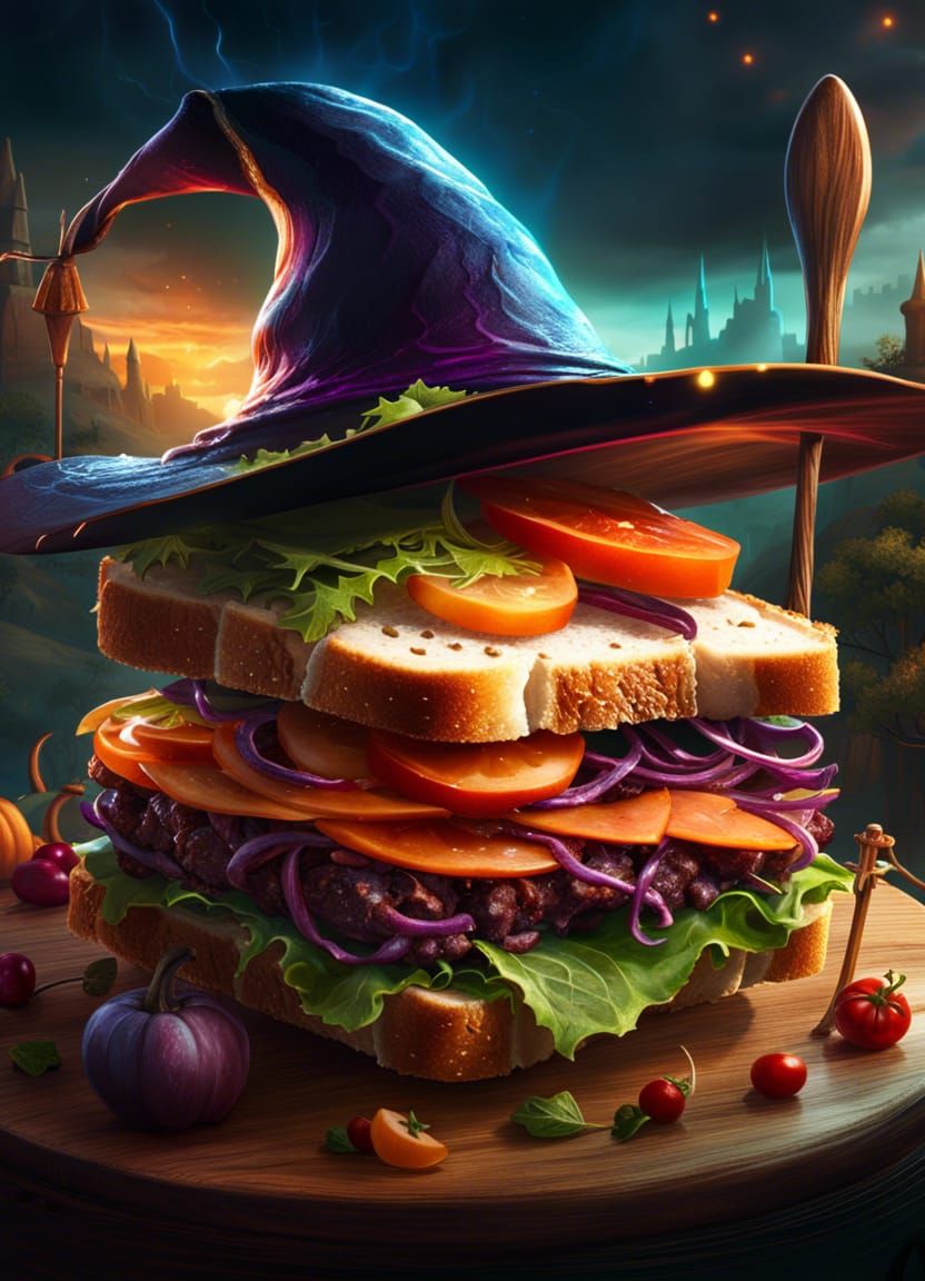 Sandwich Witch in Detailed Digital Fantasy Art