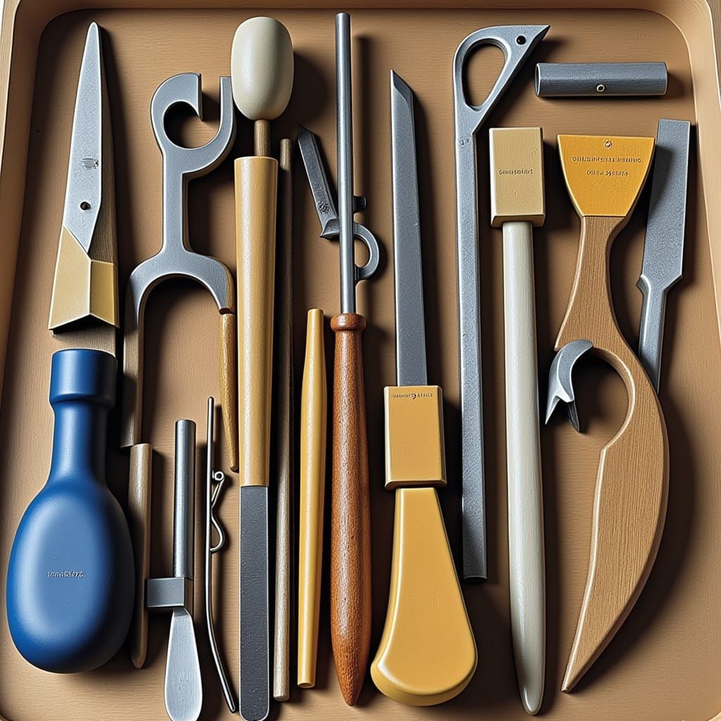 Vintage Industrial Hand Tools in a Retro Aesthetic