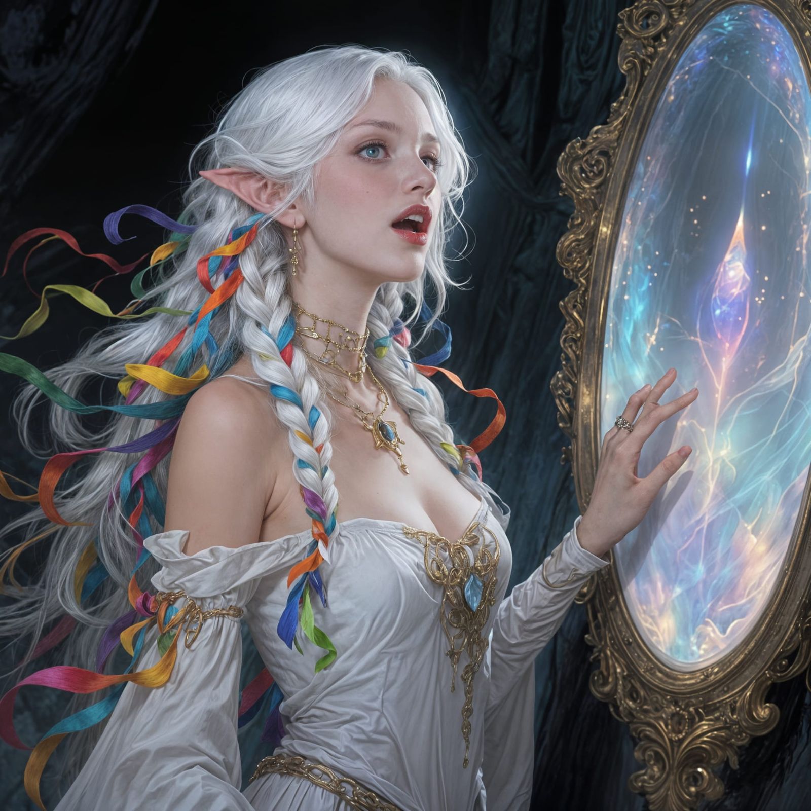 Female Wizard with Braided Hair Illustration