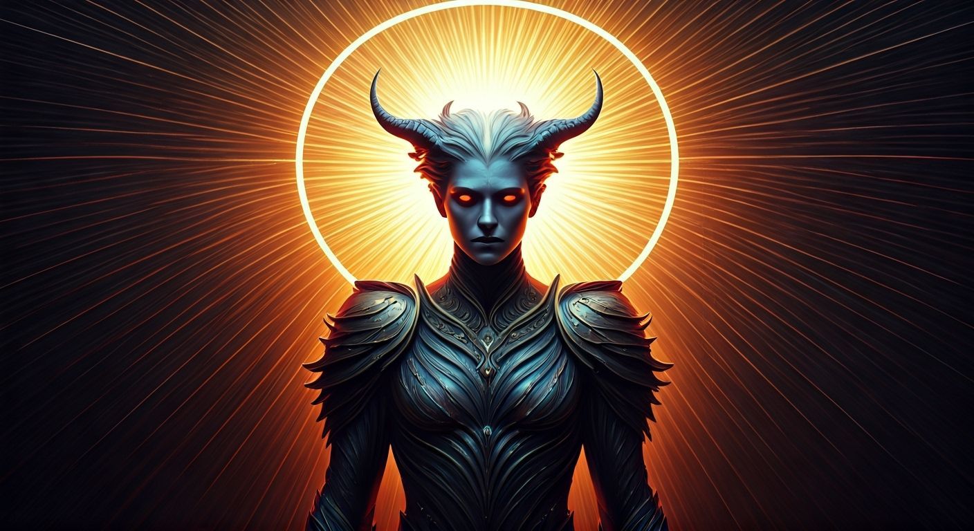 Majestic Angel or Demon Being with Piercing Eyes