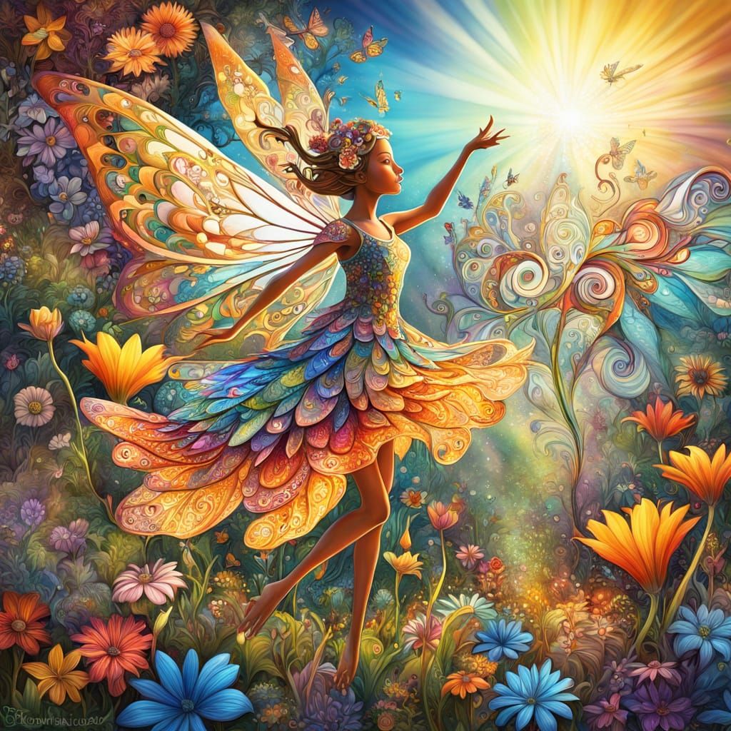 Enchanting Fairy Garden in Zentangle Style