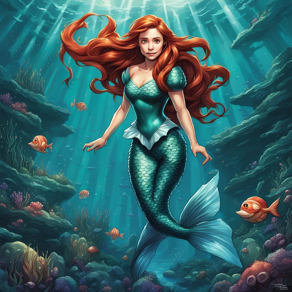 Elizabeth Olsen as Ariel: Comic Book Art