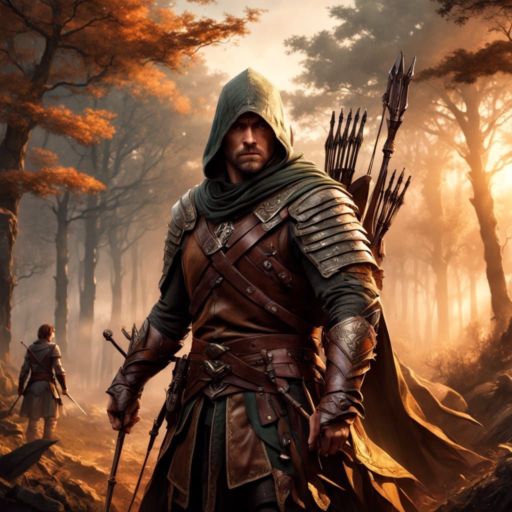 Epic High Fantasy Masterpiece: Robin Hood in Golden Hour