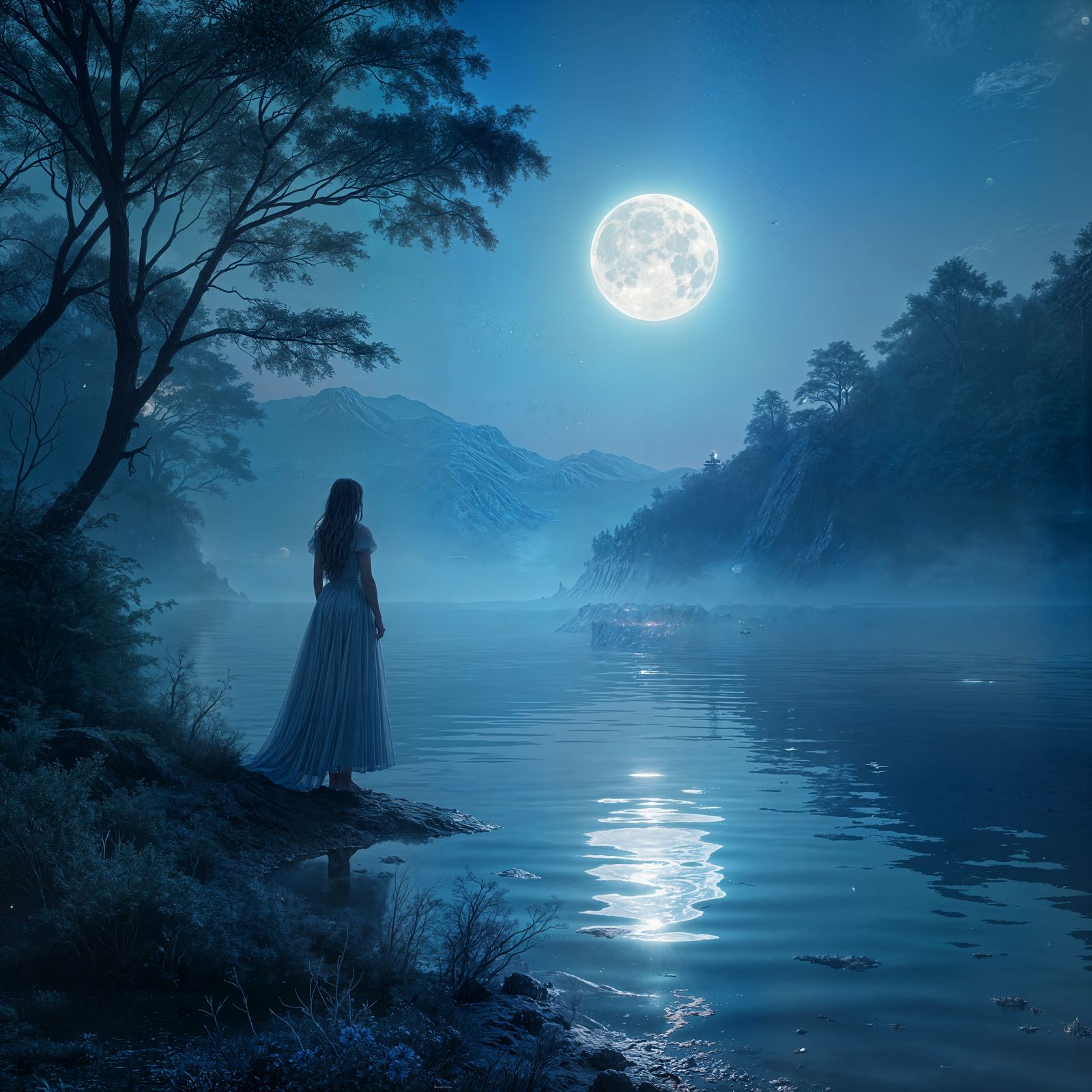Moonlit Serenade Over Endless Waters