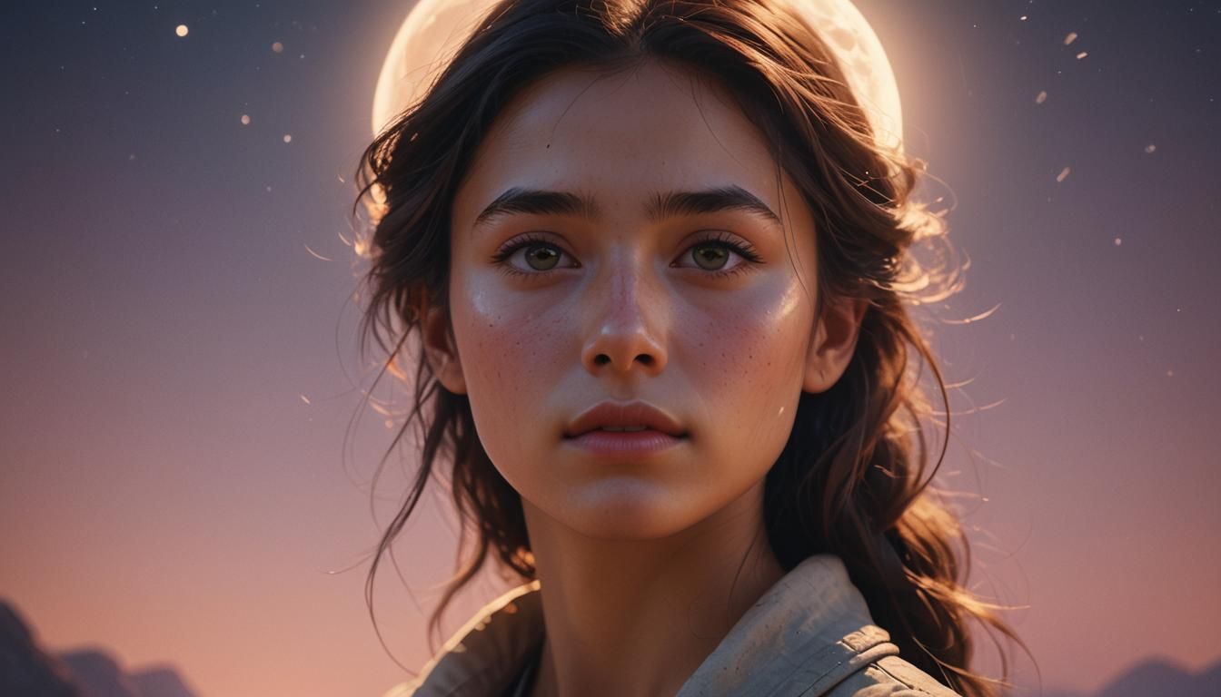 Moonlit Woman: Stylized 3D Digital Art