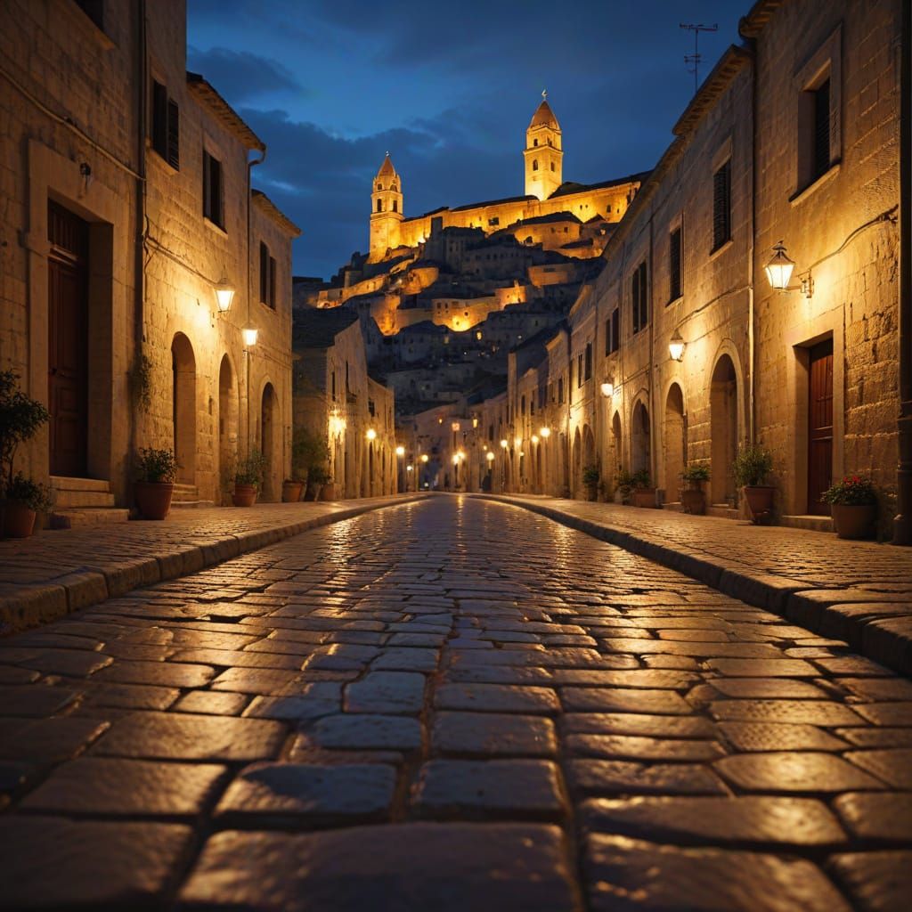 Matera at Night: Historic Sassi Districts Glow