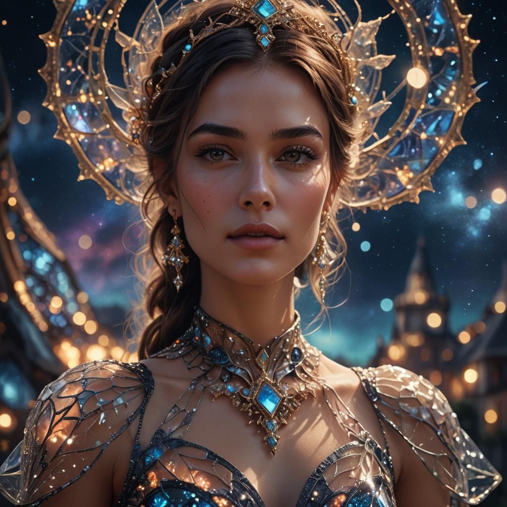 Woman in Glass Dress: Detailed Fantasy Art
