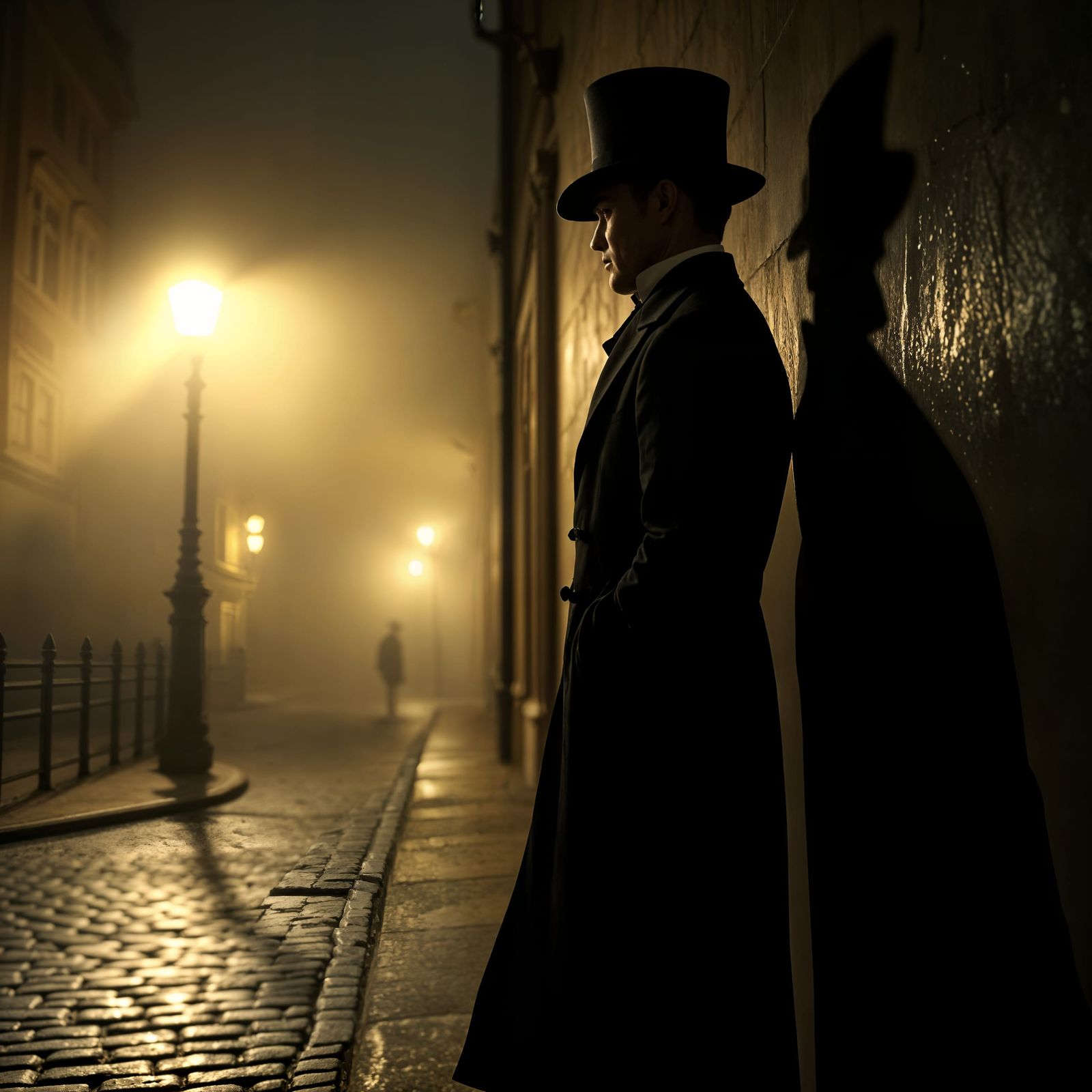 Elegant Gentleman Amidst Victorian Shadows