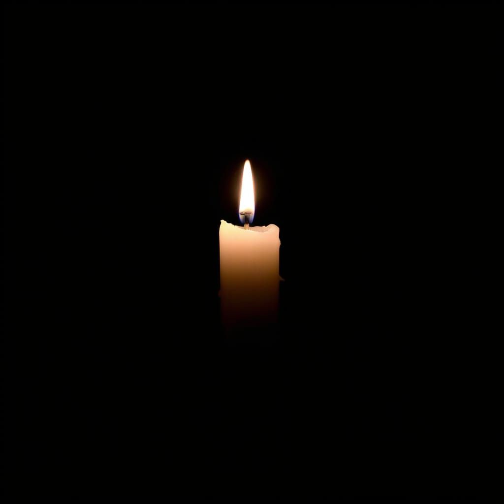 Lone candle on a black background
