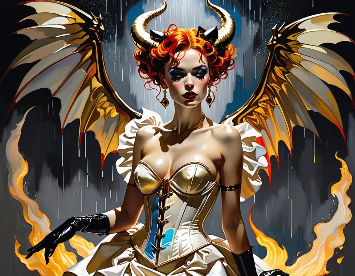 She-Devil in Jewel Tones as Vintage Illustration