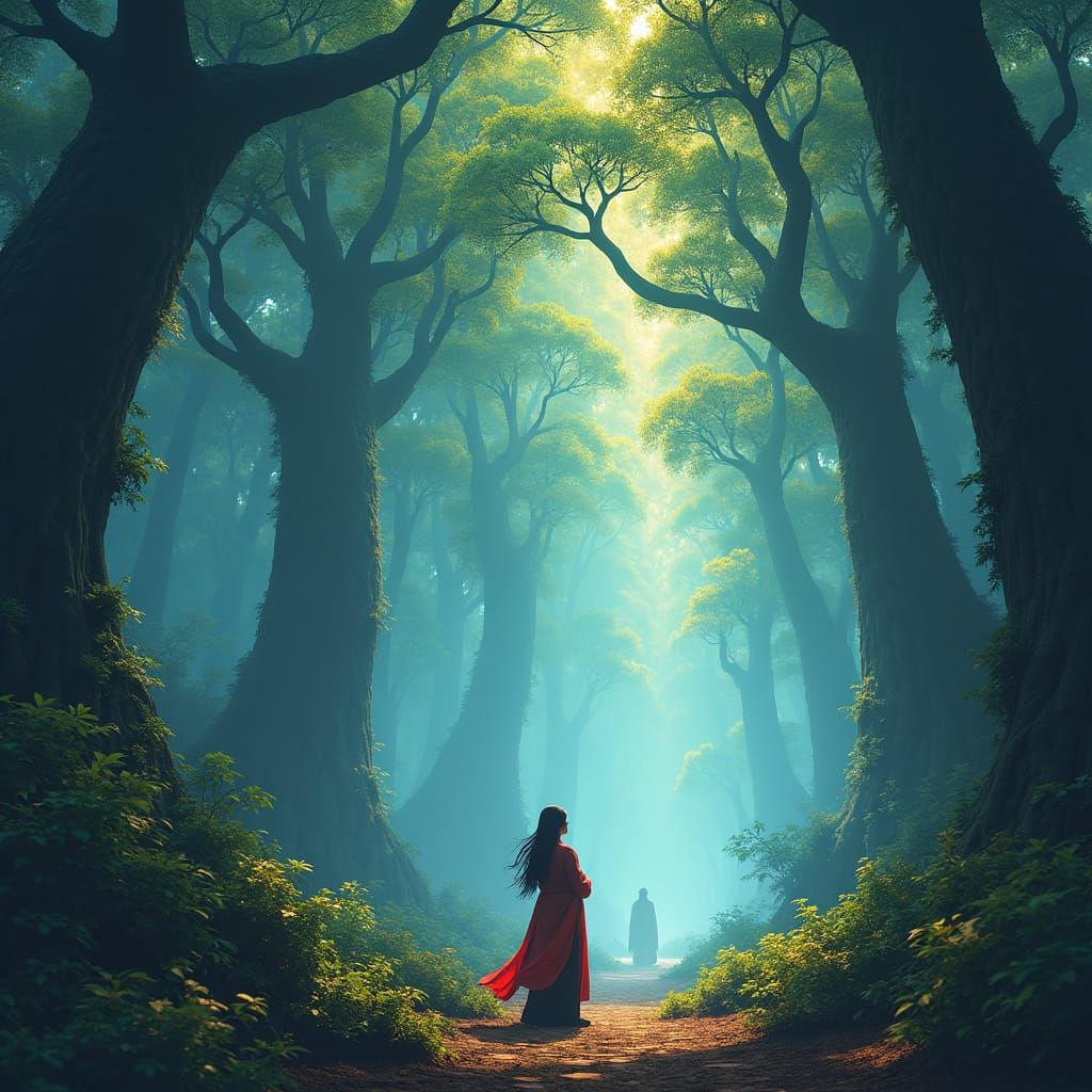 Mystical Teyvat Realm: Primeval Forest Scene