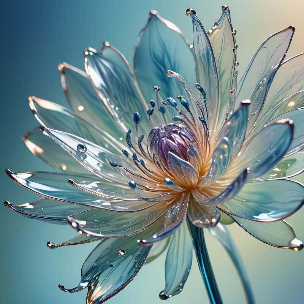 Delicate Glass Flower: Intricate Fantasy Concept Art