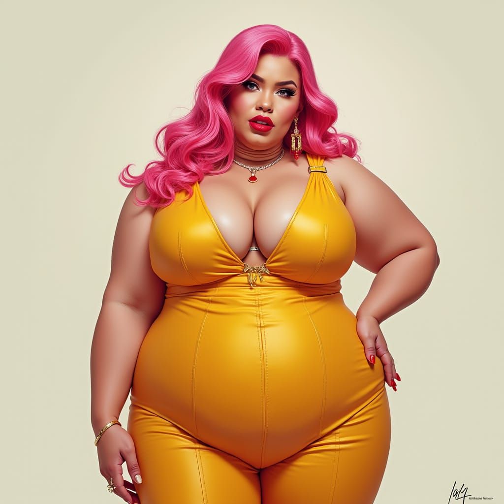 Confident Pink-Haired Woman in Realistic Portrait