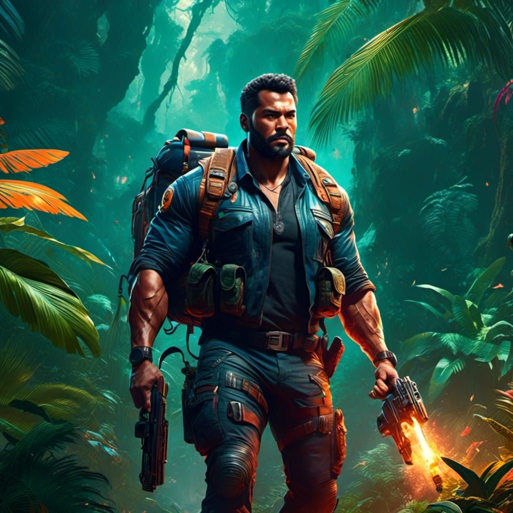 Jungle Trek: Vibrant Digital Painting