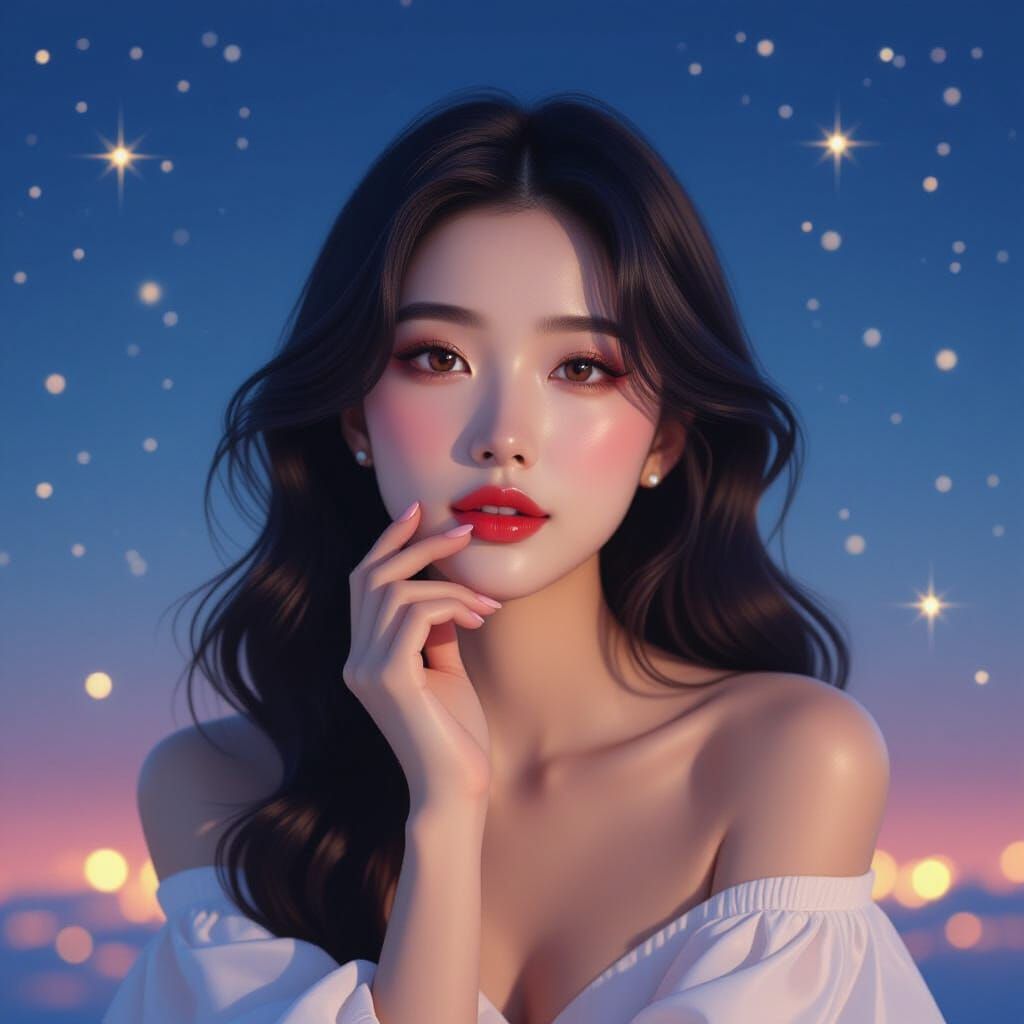 Ethereal Portrait of Chinese Woman in Dreamy Lighting