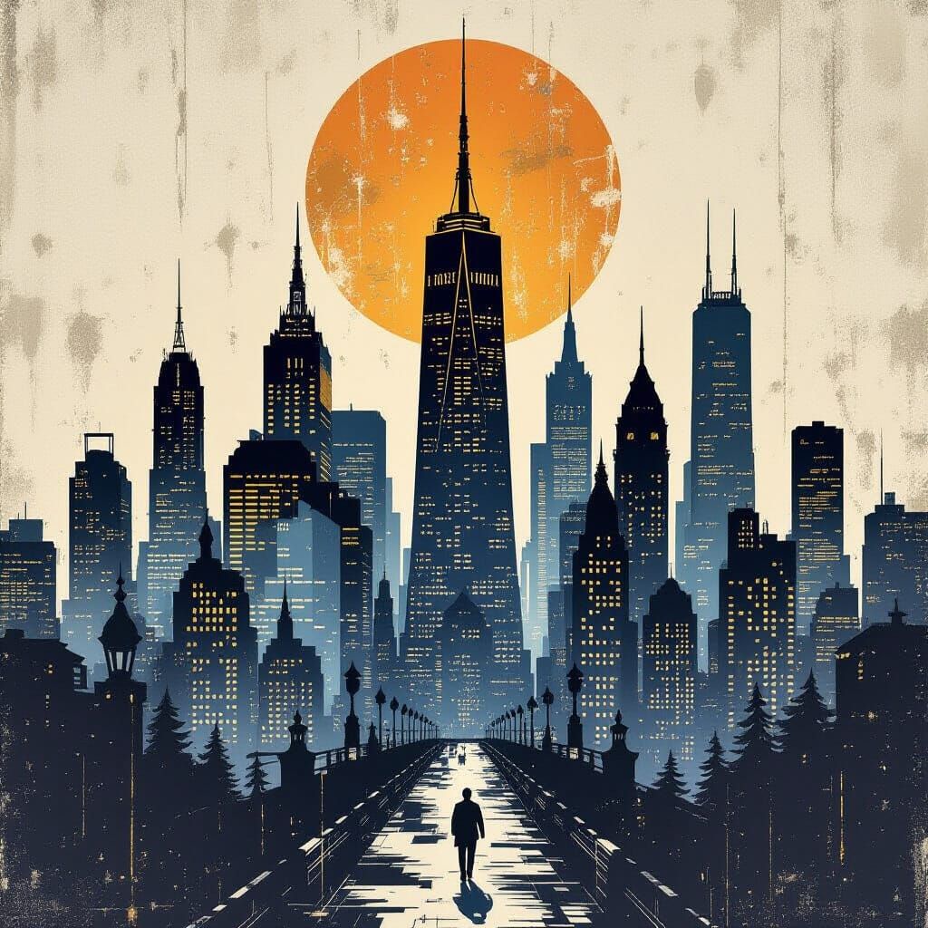 stencil of  metropolis