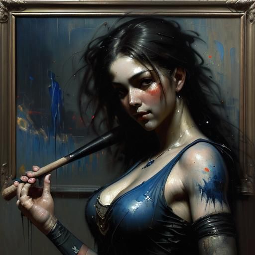 Dark Fantasy Baseball in Expressionist Impasto Style