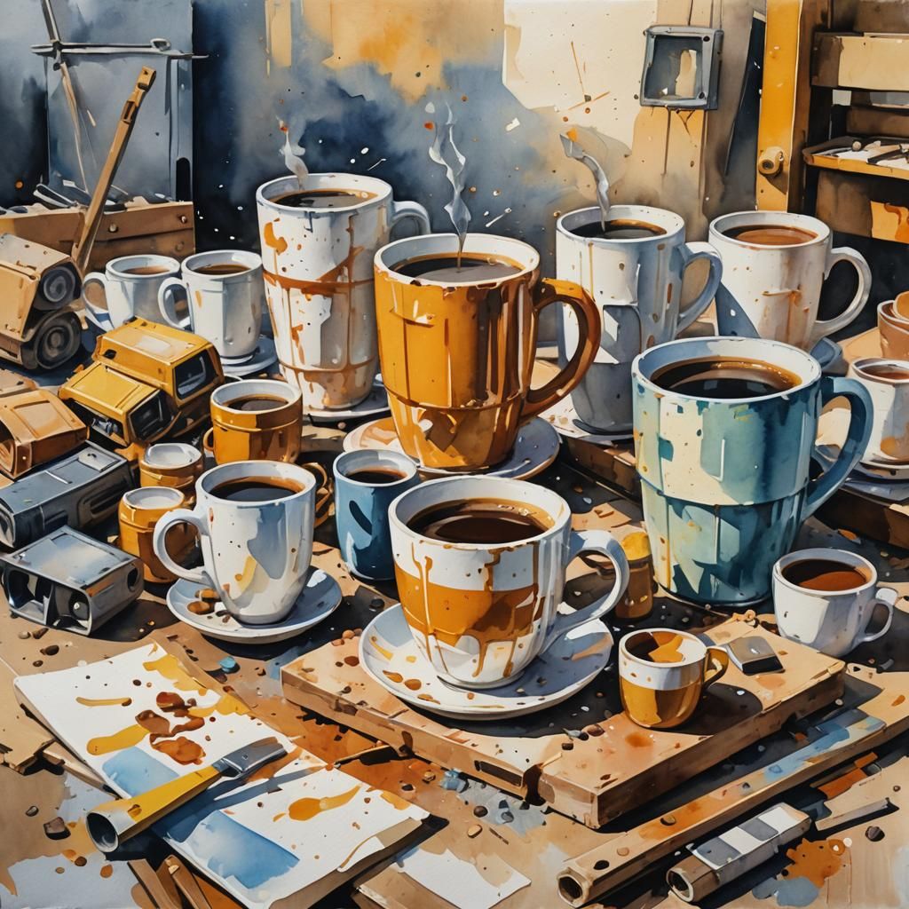 Surreal Cafe Scene Unfolds in Epic Impressionist Masterpiece