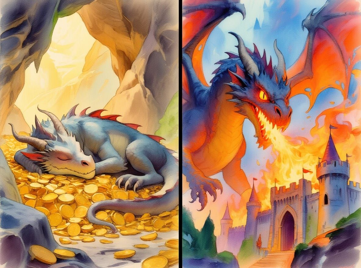 Majestic Dragon Guarding Golden Treasure