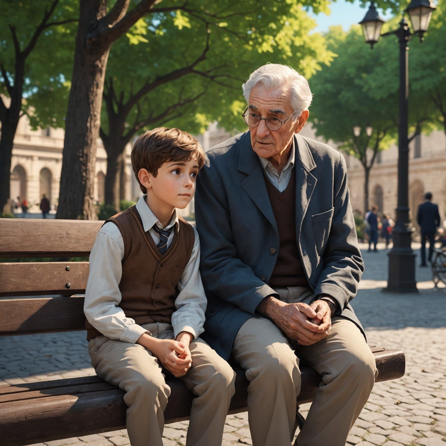 Italian Park Scene in Anime Style