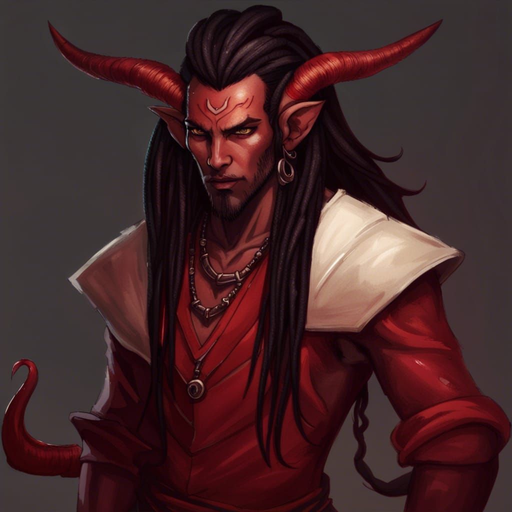 Handsome Tiefling Male with Dreadlocks and Goatee
