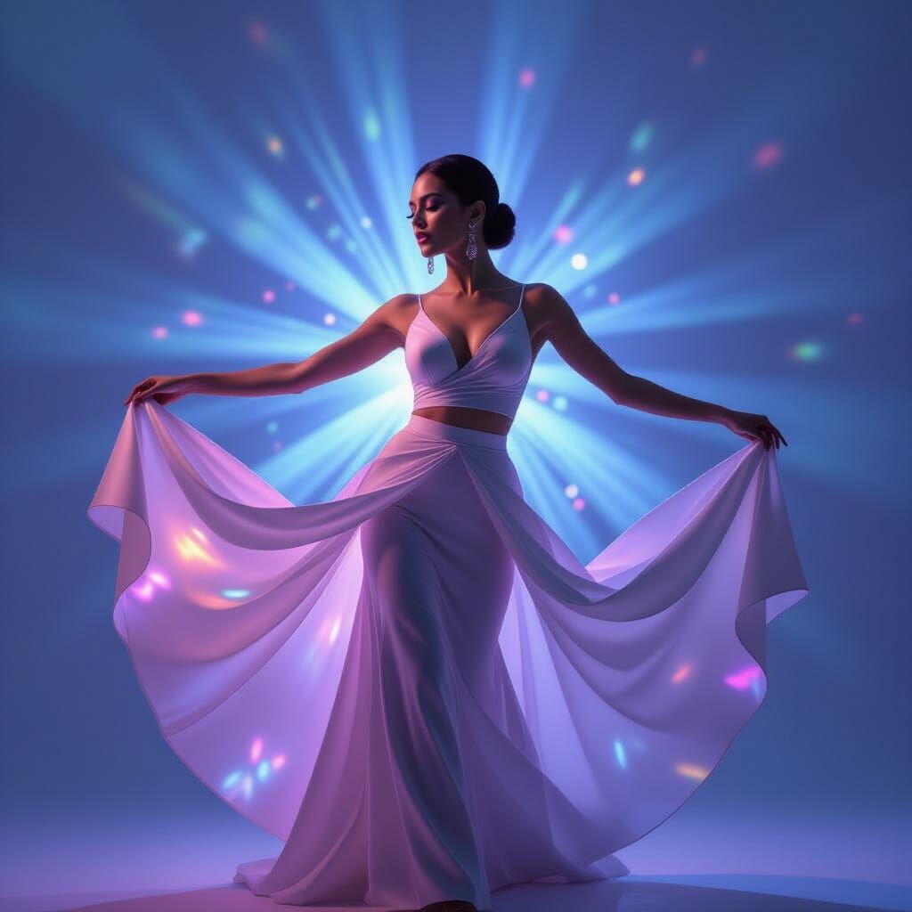 Sound-Reactive Fabric Dance: Futuristic Portrait