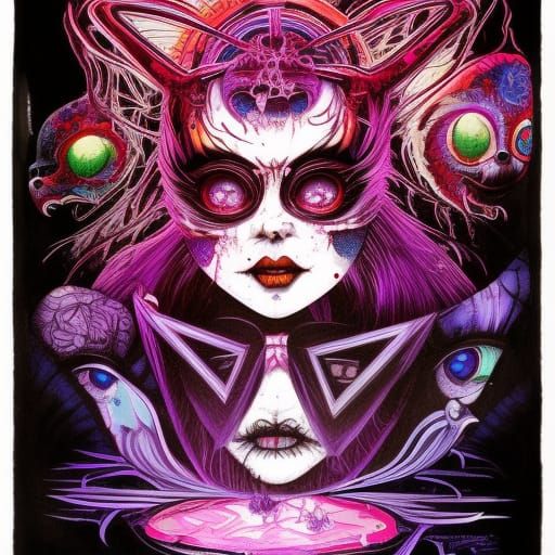 Black Moon Lilith and Cube in Comic Book Style