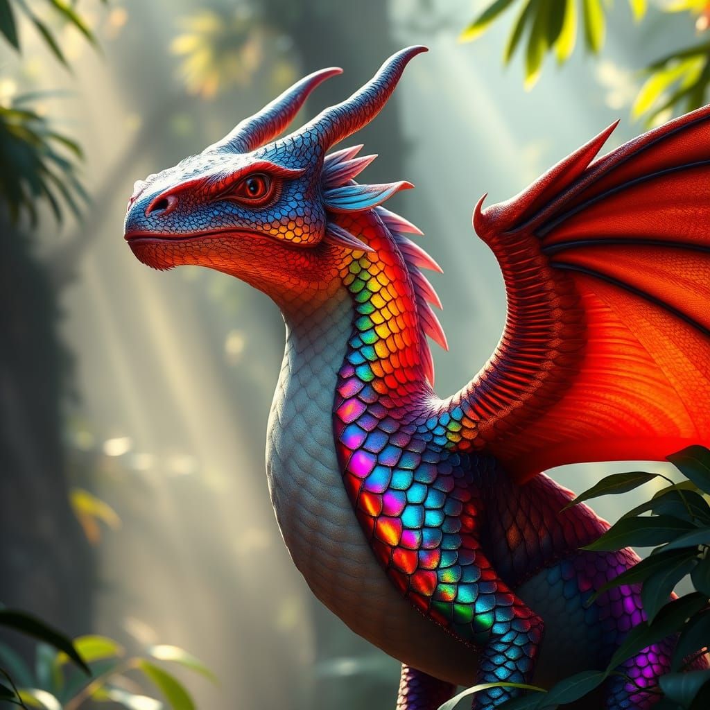 Ethereal Dragon in Rainforest Splendor