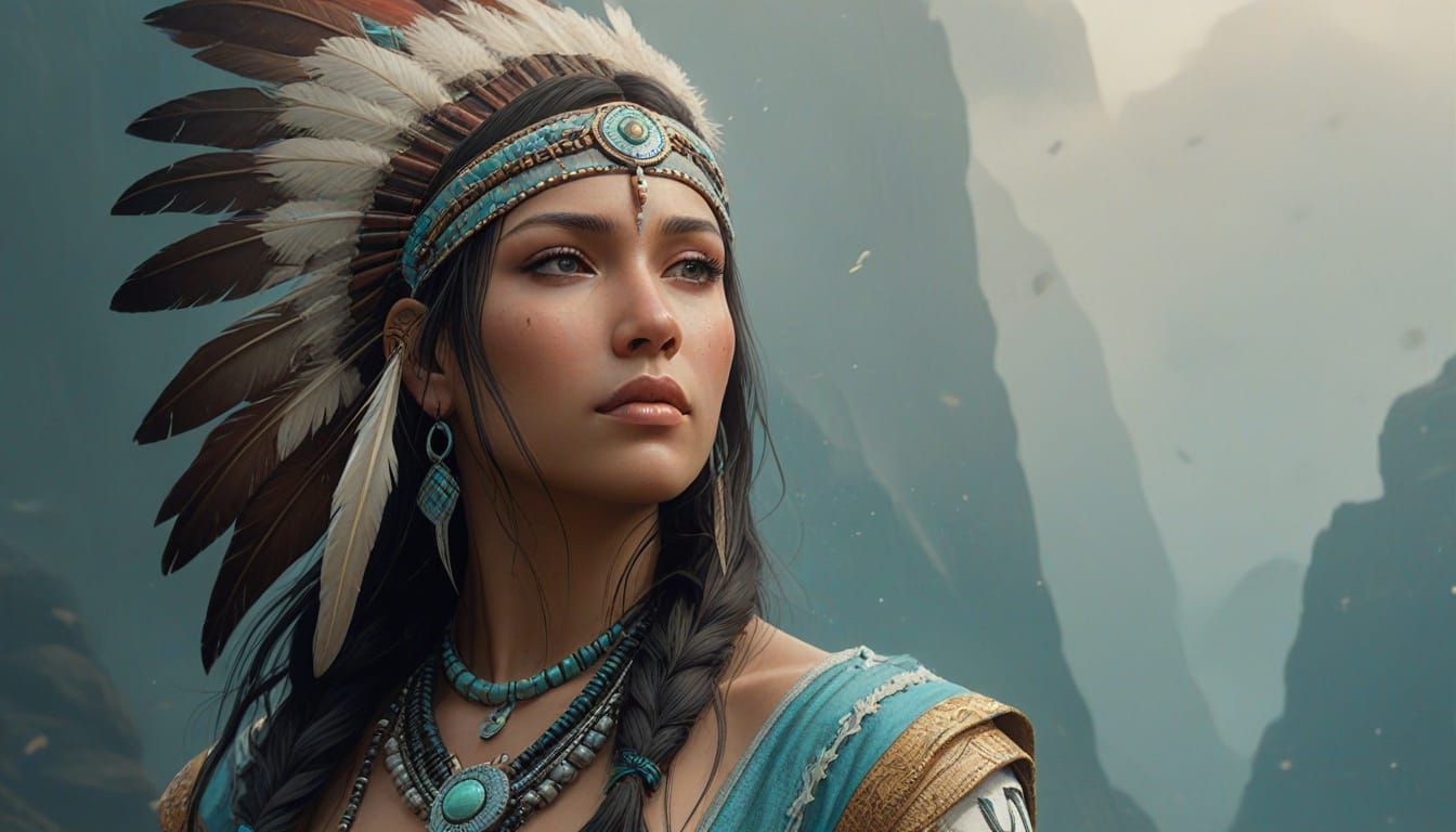 Native American Beauty in Traditional Attire