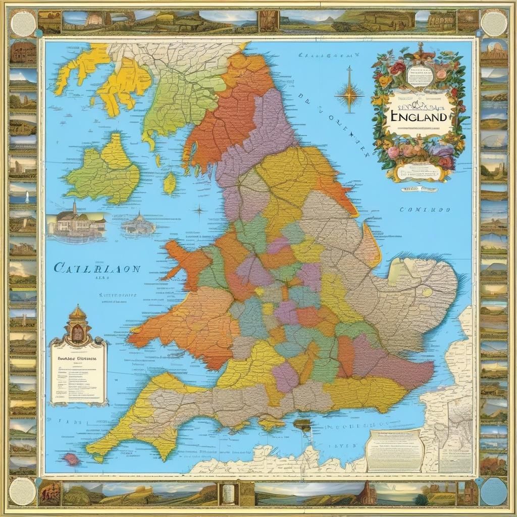 Colorful and Detailed Map of England