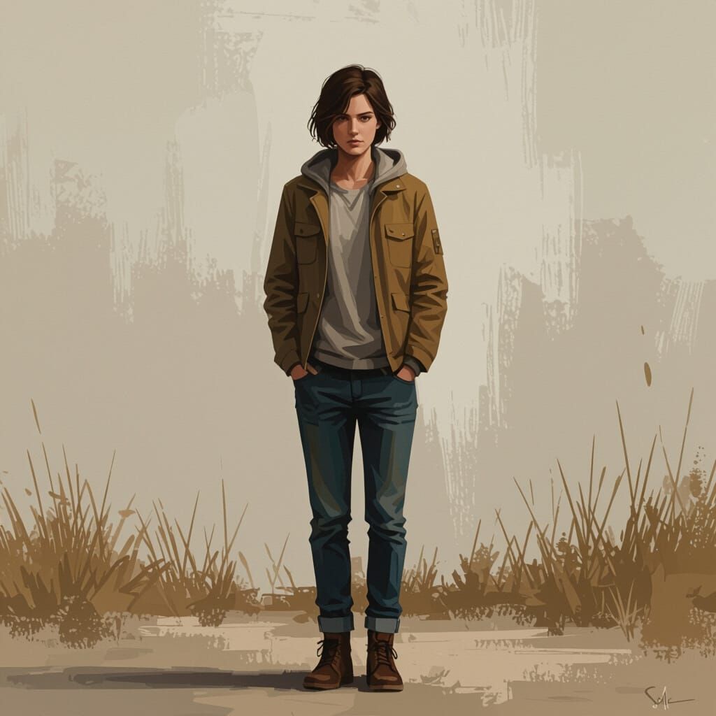 Person in Muted Scene as Digital Impressionism