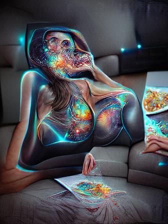 Cosmic Astral Illustration in Pablo Amaringo Style