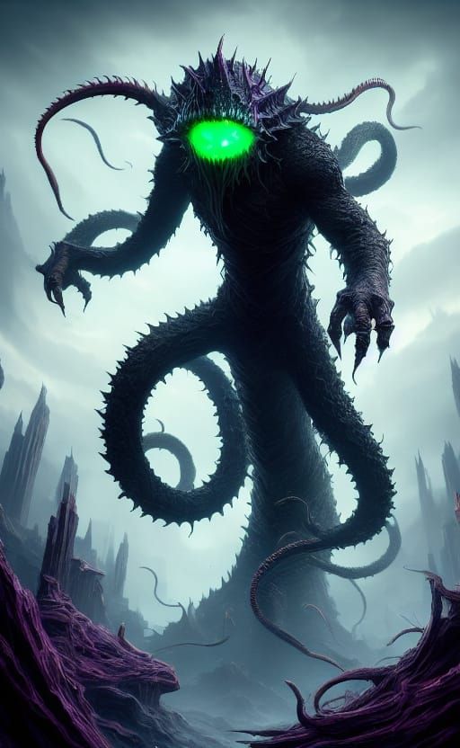 Ethereal Horror with Tentacles in Dark Fantasy Style