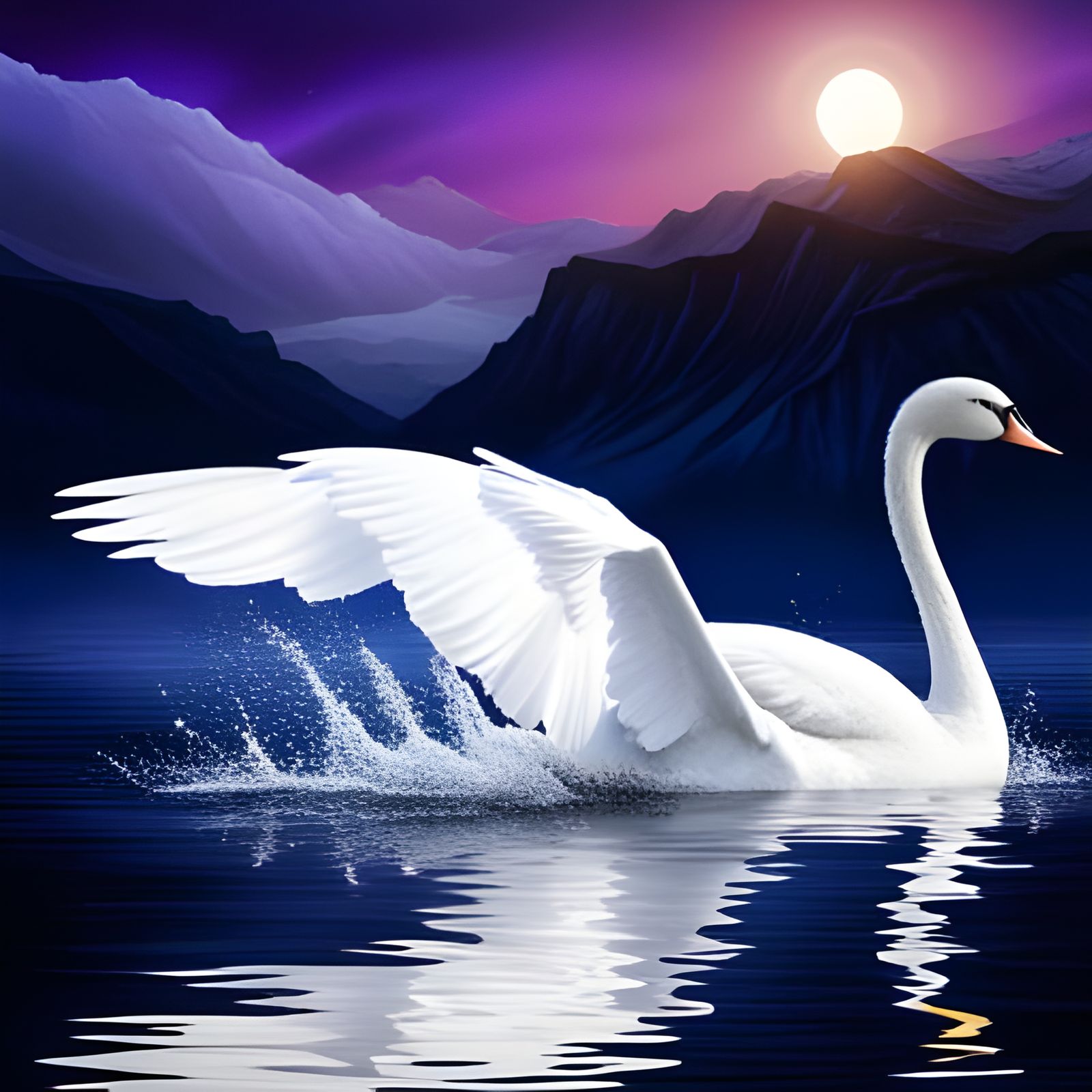 Glittering White Swan Fantasy Illustration