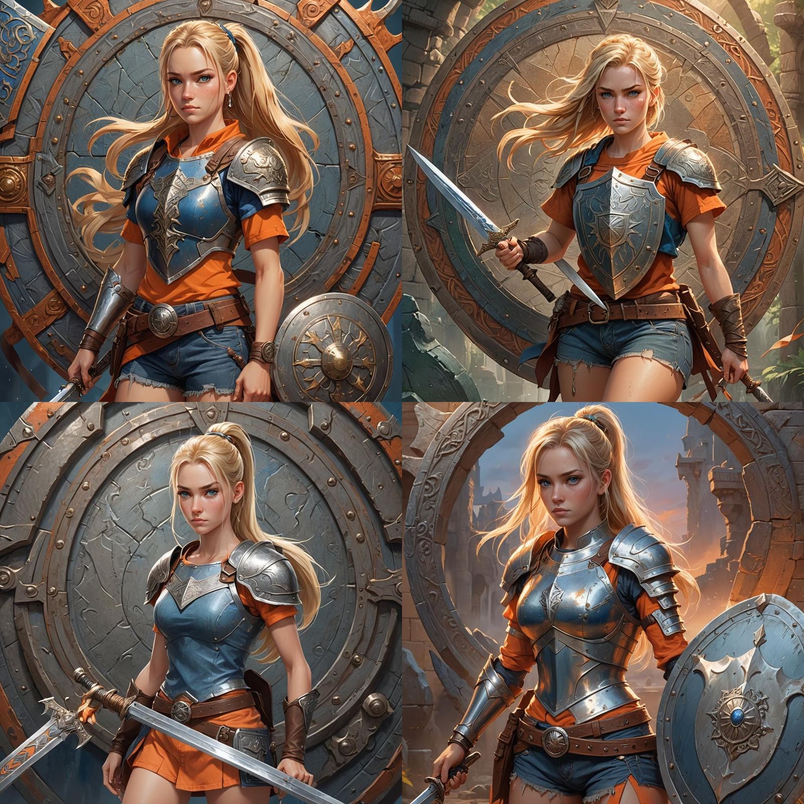 Girl with Sword and Shield: Fantasy Concept Art
