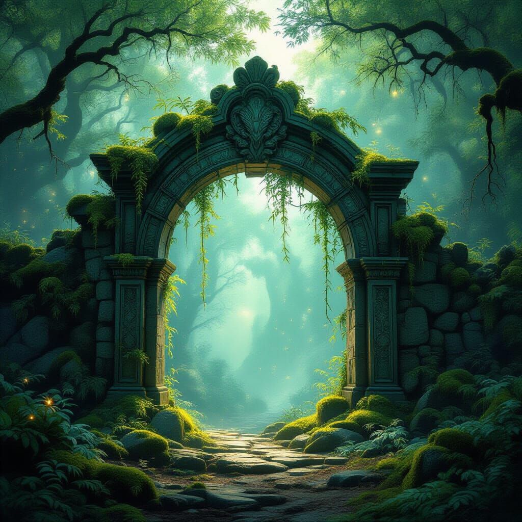 Enchanted Forest Archway Portal to Mystical Journey