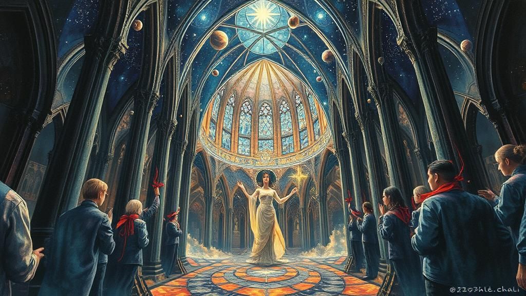 Valkyrie Soprano in Gothic Cathedral, Celestial Convergence