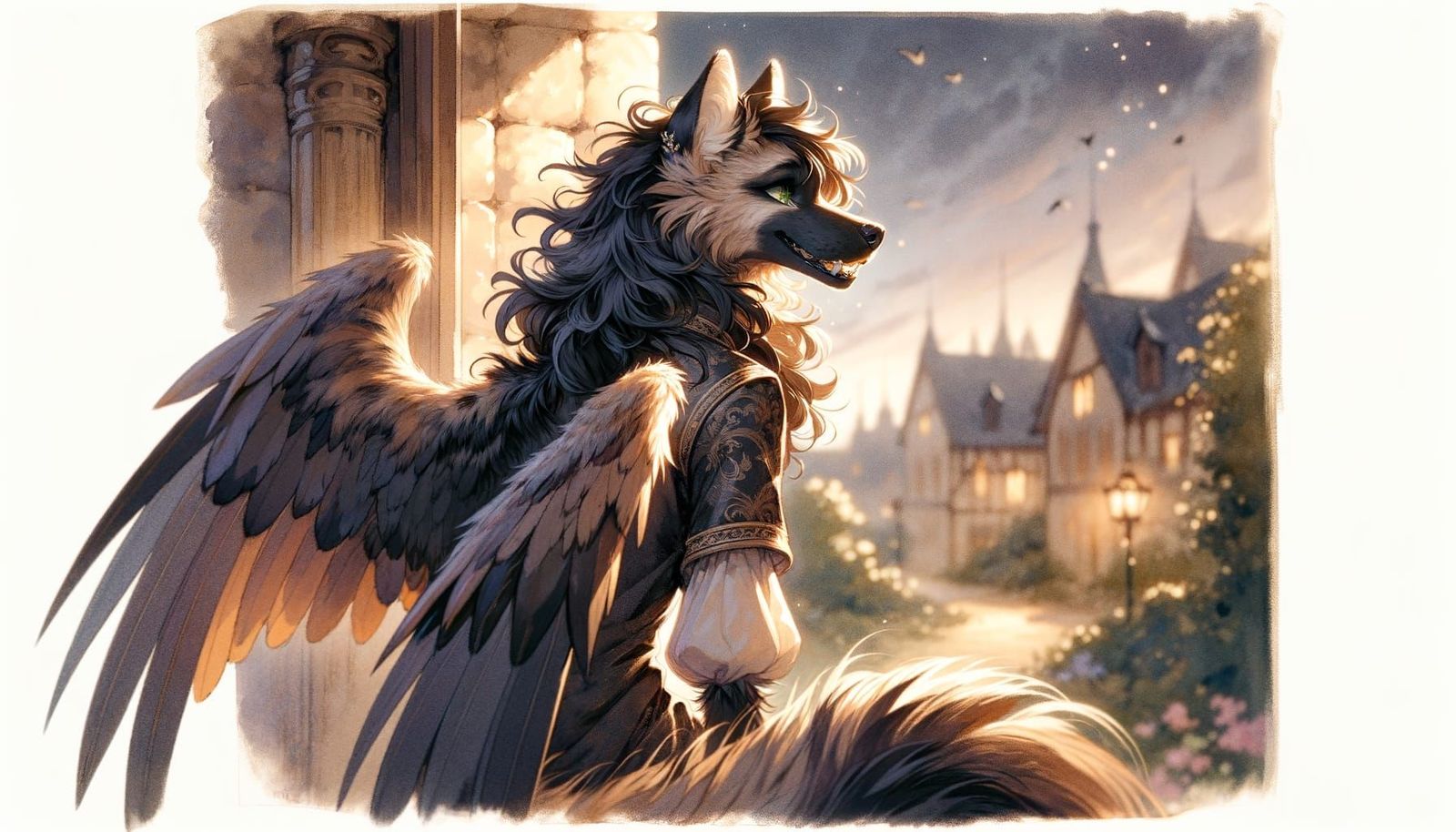 Regal Hyena Hybrid Goddess in Watercolour Fantasy