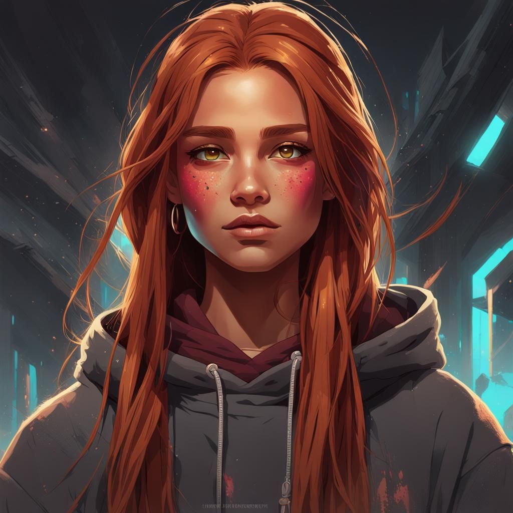 Young Girl Portrait in Hyperdetailed Digital Art Style