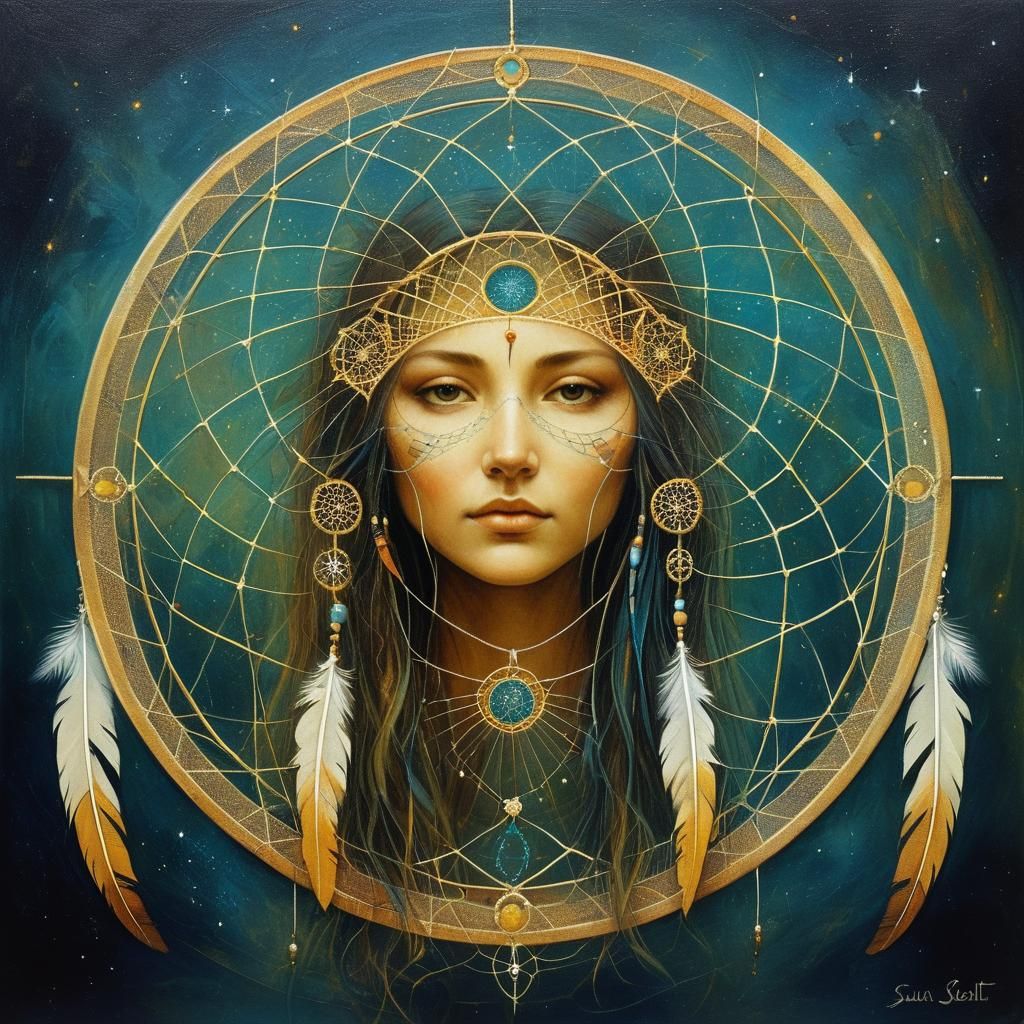 Dream Catcher in the Style of Symbolic Portraiture
