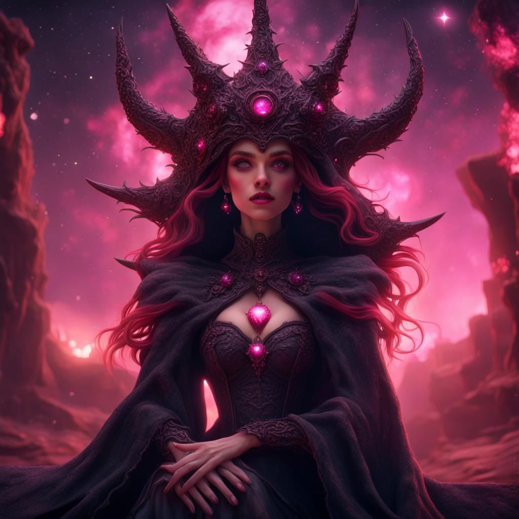 Witch at Hell's Gate in Love with Starry Sky