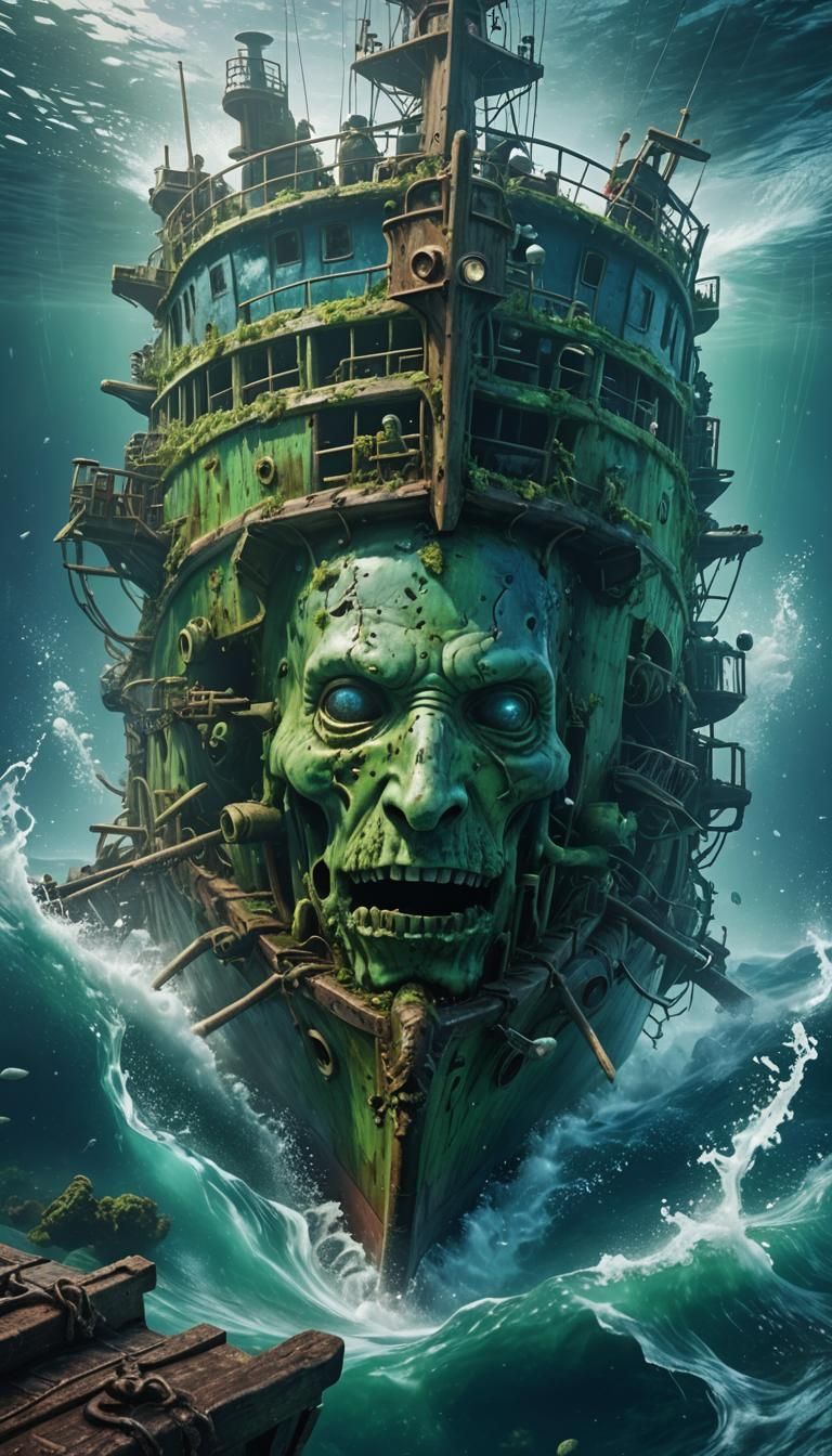 Underwater Shipwreck in Milk Water: Hyperrealistic Portrait