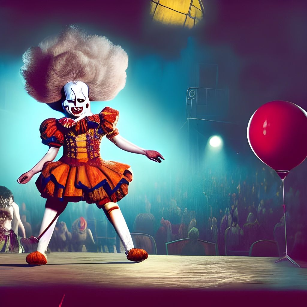 Pennywise Clown at Circus Drag Show, Hyperdetailed Art