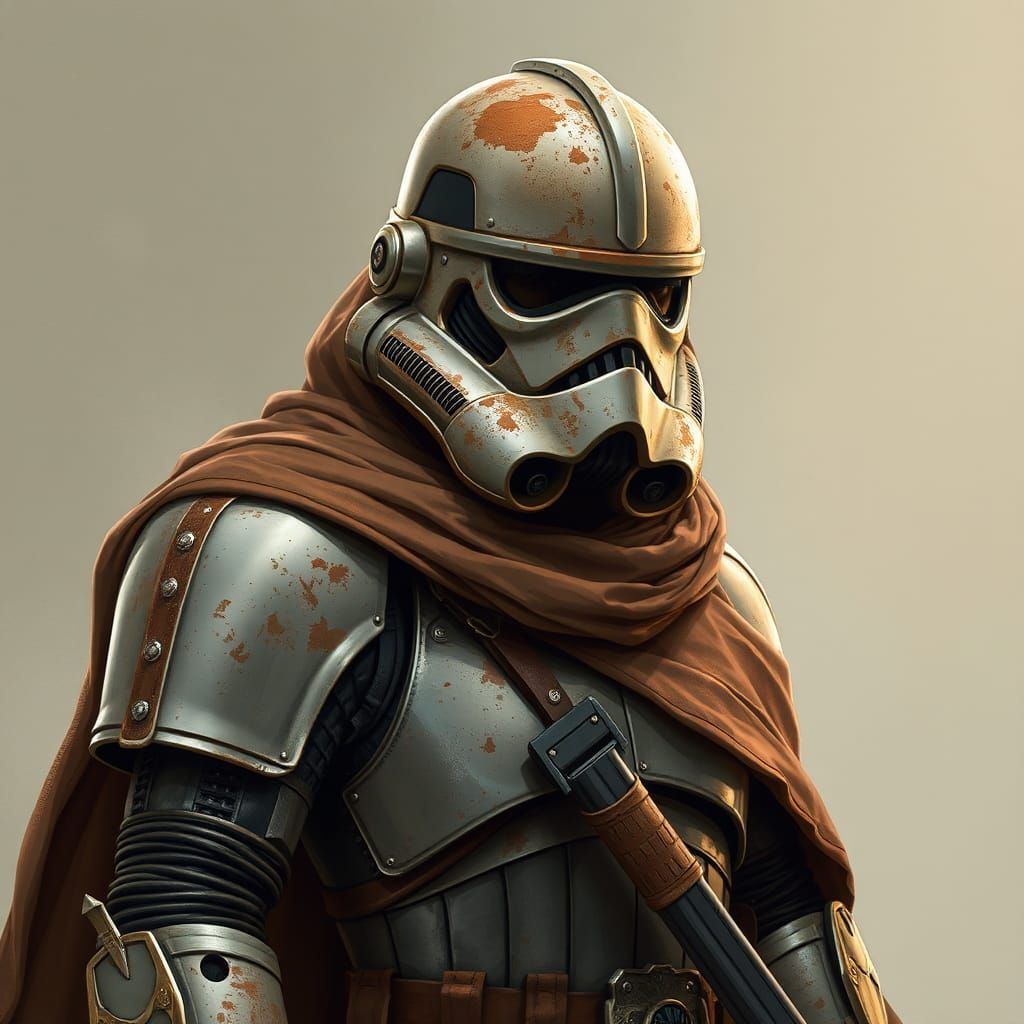 Medieval Sci-Fi Knight in Rusting Armor